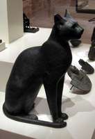 Black stone statue of Egyptian cat