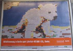 Advertisement depicting mosaic of polar bear