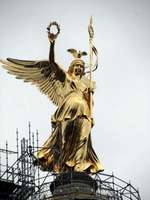 Gold statue of winged Victory