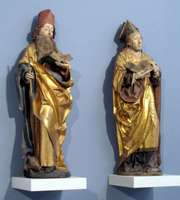 Small statues of St. Anthony and a Bishop Saint
