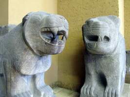 Two large stone lions