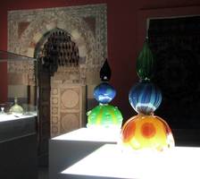 Two modern multicolored glass artworks from museum of Islamic art