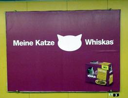 Subway ad: “My cat [outline of cat face] Whiskas”