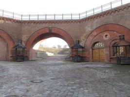 Interior fortress; three brick archways