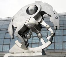 Immense metal sculpture of horse outside Berlin Hauptbahnhof