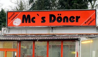 Sign above cafe: Mc`s Döner
