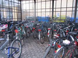 bicycle parking area at train station
