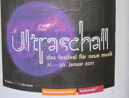 Poster for Ultraschall music festival; letters are made up of partial outlines