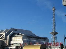 Berlin Messe at left; radio tower (Funkturm) at right