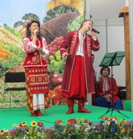 Male and female singers in Rumanian folk dress