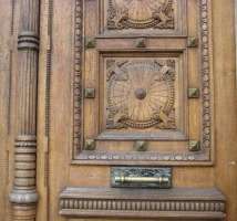 detail of carving in wooden door