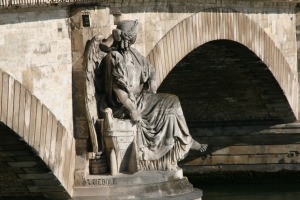 sculpture on bridge base