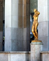 golden statue near Theatre Nationale