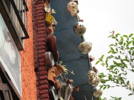 various ceramics hanging from roof