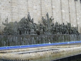 military statues at side of building