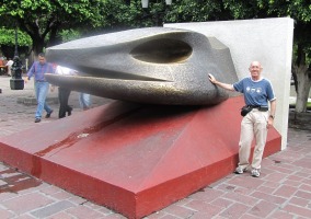 same sculpture, with me leaning on it