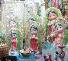 statuettes of Virgin Mary with wide eyes