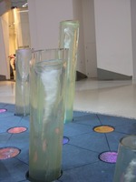 glass tubes set into blue floor