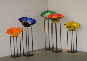 five flower-like vases