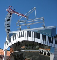 closeup of piano & keyboard facade of museum