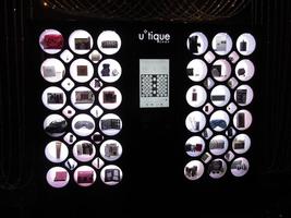 vending machine showing many circular “display cases” of high-end products