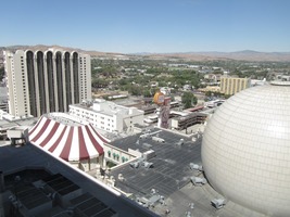 View showing roof of Circus Circus and dome of Silver Legacy