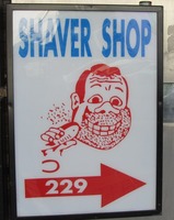 Bad line drawing of person shaving