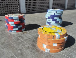 three stacks of “poker chips”