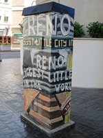 Side view of box painted in Reno sign motif