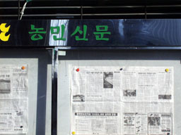 Newspapers posted for public reading 