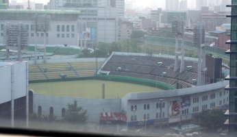Dongdaemun stadium (taken through window)