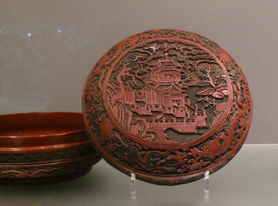 lacquerware bowl and carved plate