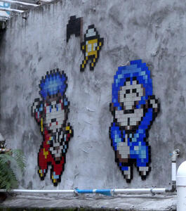 graffiti pixellated anime figures