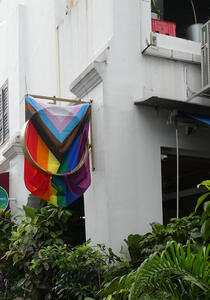 pride flag outside shop