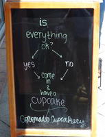 Sign at cupcake shop