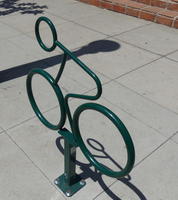 bike rack in shape of bicycle with rider