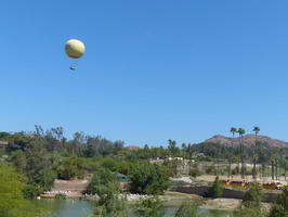 Hot-air balloon above park