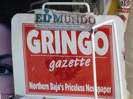 Newspaper rack for “Gringo Gazette”