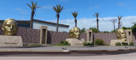 Large busts of three Mexican presidents