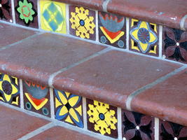 Patterned tiles on stair steps