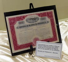 old stock certificate for Ensenada city