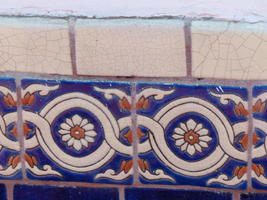 Blue and brown geometric tiles