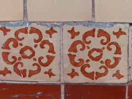 Brown and white geometric tiles