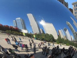 Chicago skyline reflected in Cloudgate