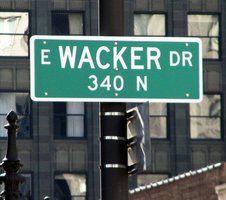 Street sign for “Wacker Drive”