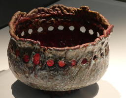 Bowl with red enameled interior