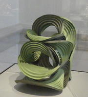 Sculpture made of green watercolor paper