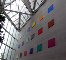 Large colored squares on wall