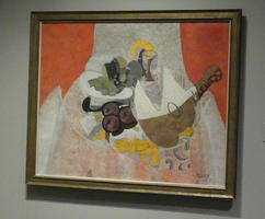 Abstract fruit, glass, and mandolin by Braque