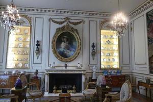 Salon w. large portrait in center above fireplace